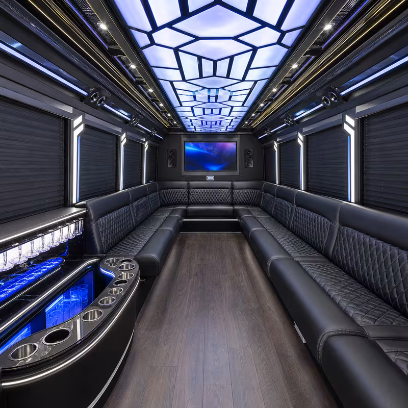15 Passenger Party Bus Interior