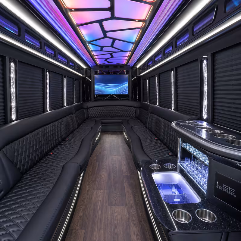18 Passenger Party Bus Interior