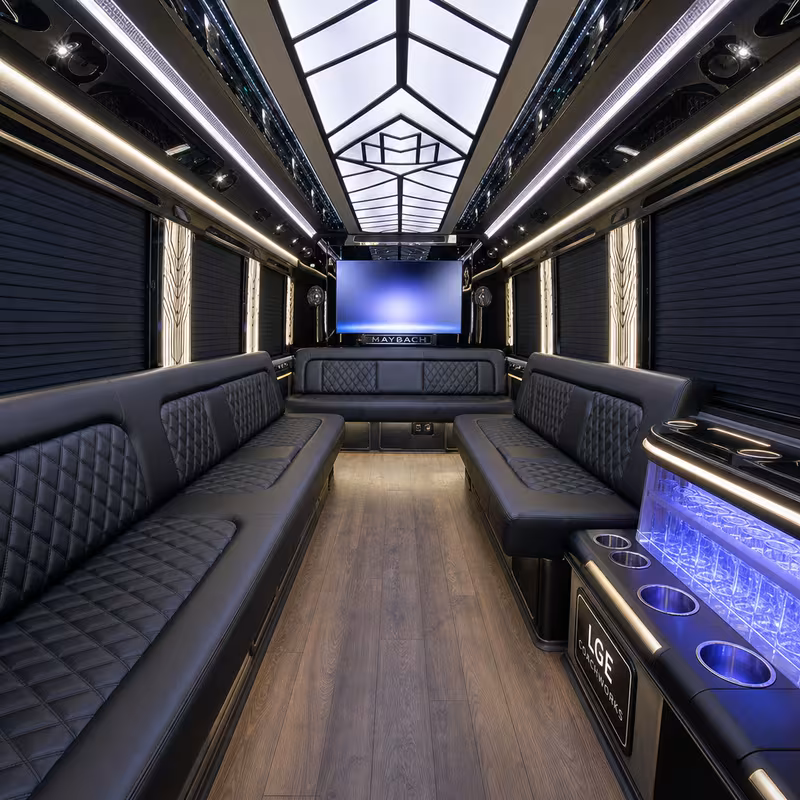 18 Passenger Party Bus Interior