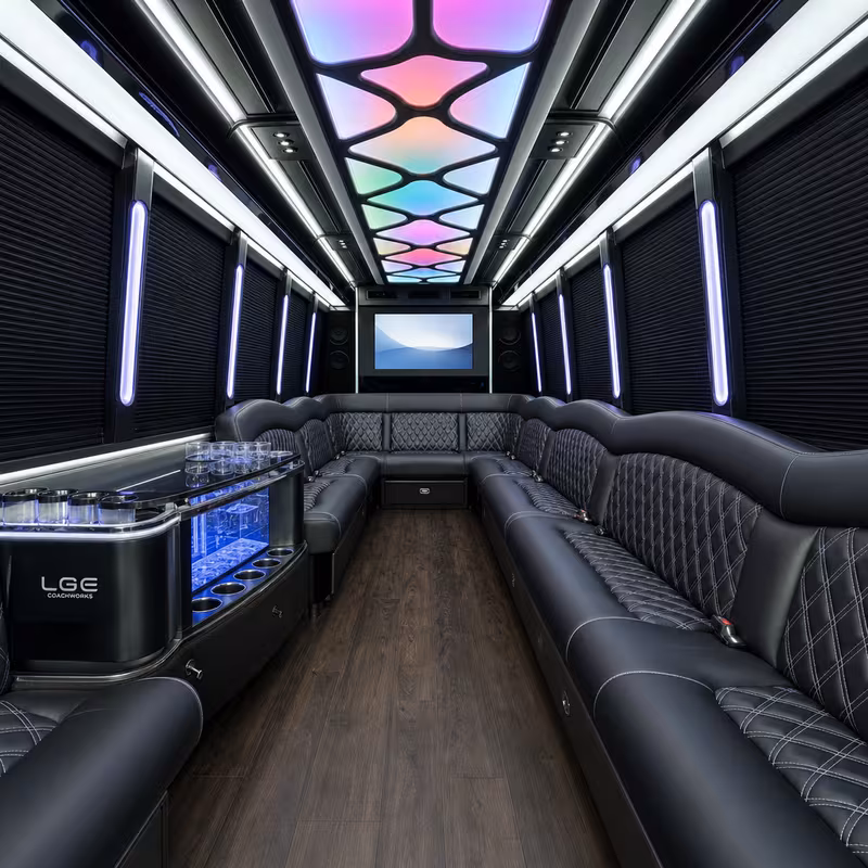 20 Passenger Party Bus Interior