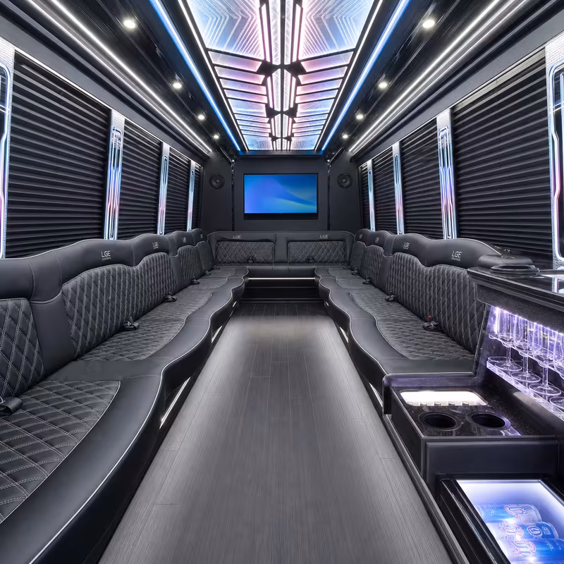 20 Passenger Party Bus Interior