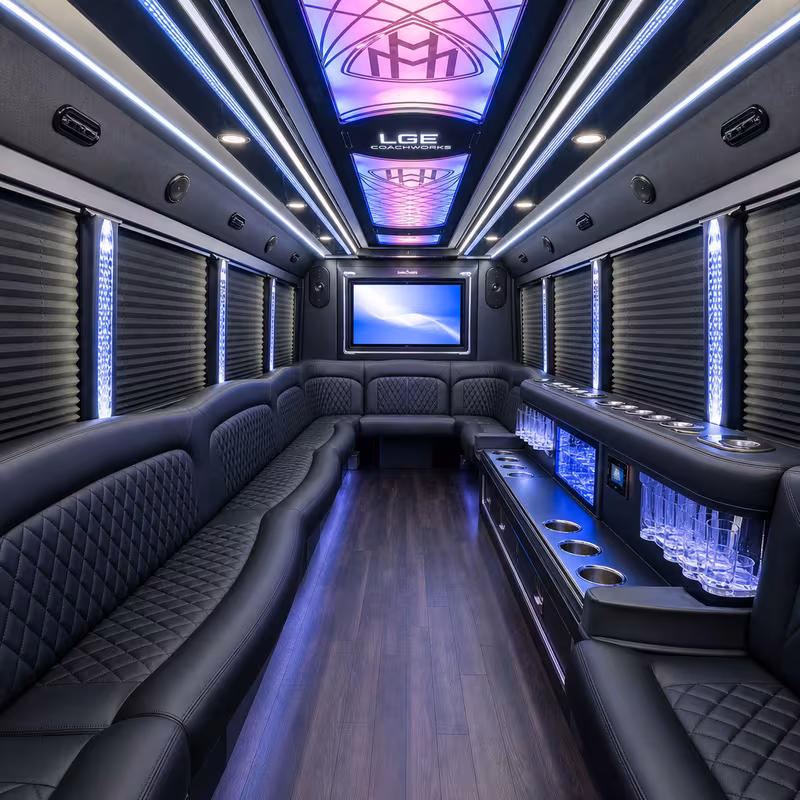 25 Passenger Party Bus Interior
