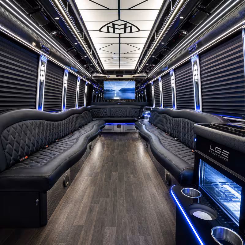 25 Passenger Party Bus Interior