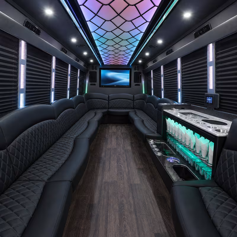 28 Passenger Party Bus Interior