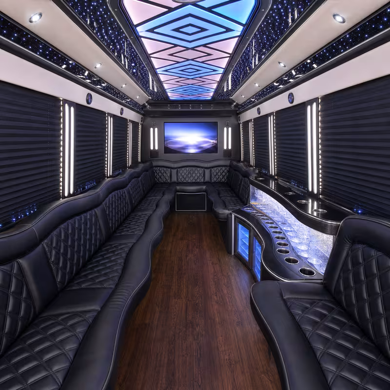 28 Passenger Party Bus Interior