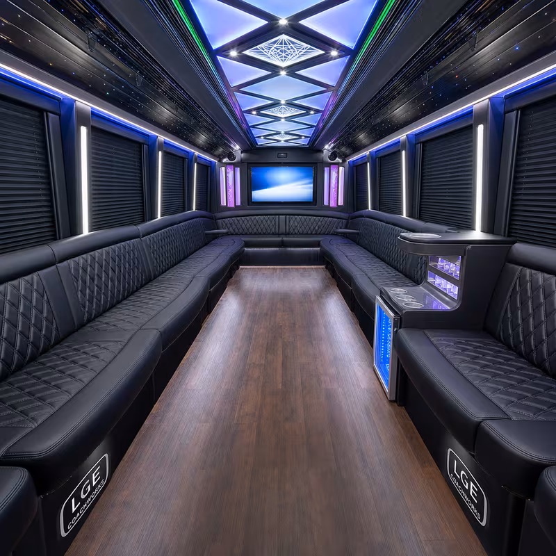 50 Passenger Party Bus Interior