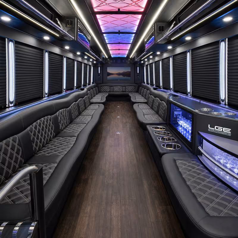 50 Passenger Party Bus Interior