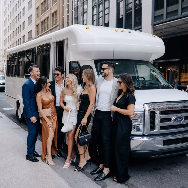 Black Mercedes Sprinter van staged for an Philadelphia Bachelor & Bachelorette Transportation group