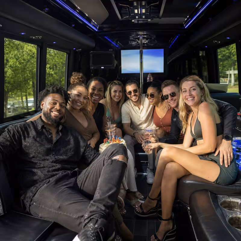 Black Mercedes Sprinter van staged for an Philadelphia Birthday Transportation group