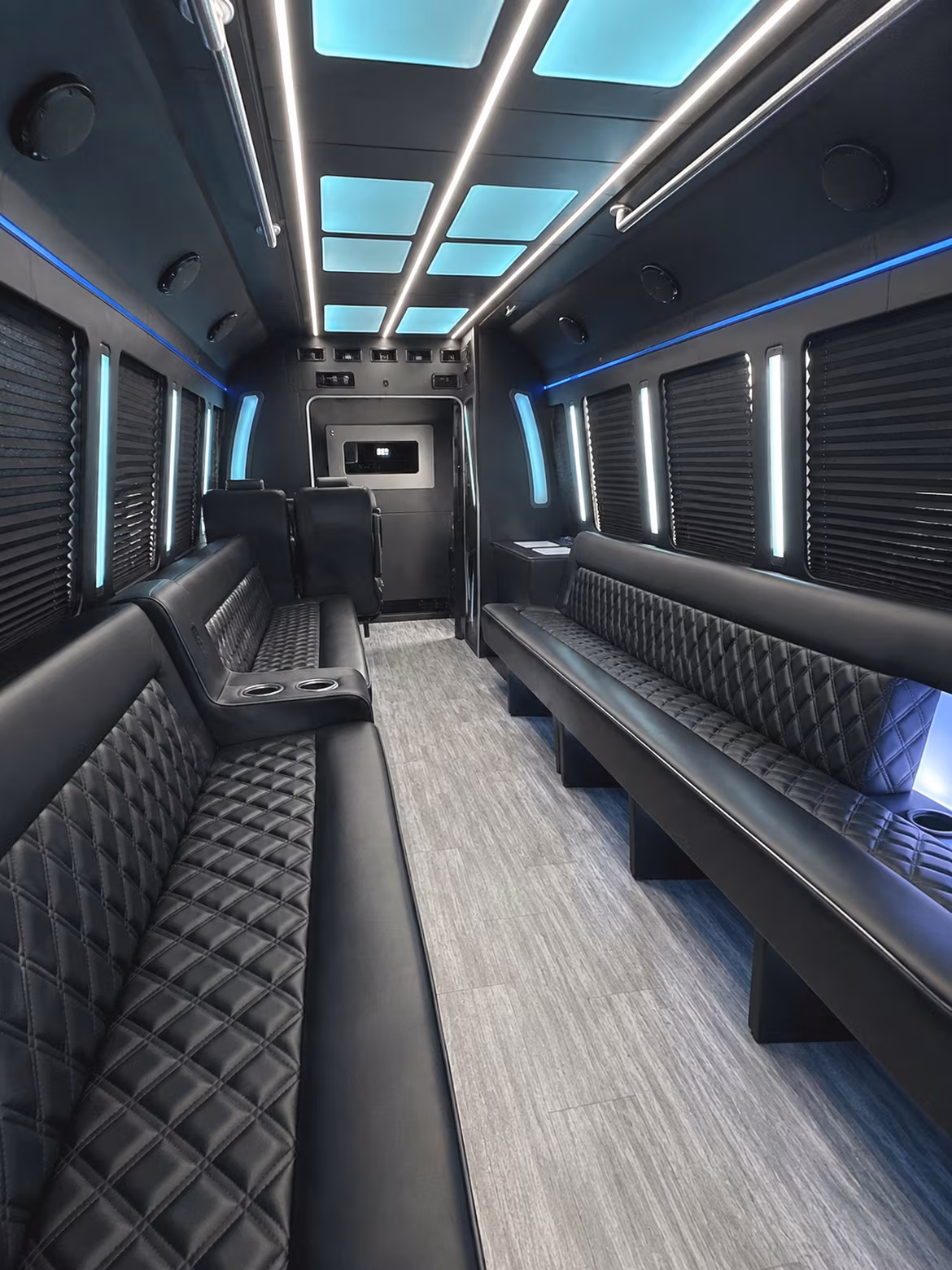 Interior of a party bus rental serving Philadelphia