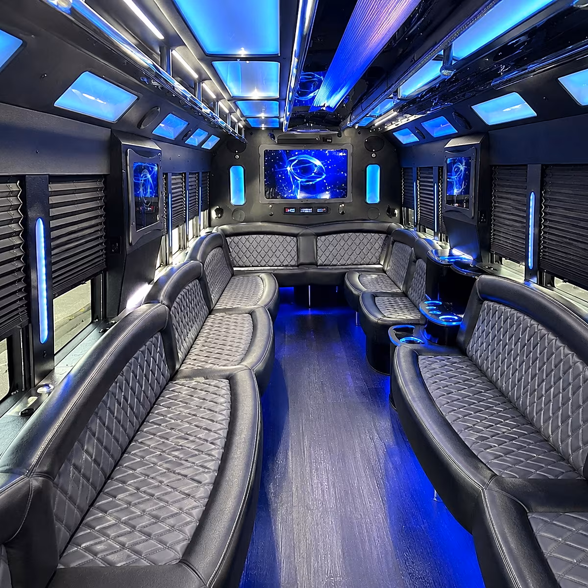 Philadelphia Sporting Event Transportation party bus interior