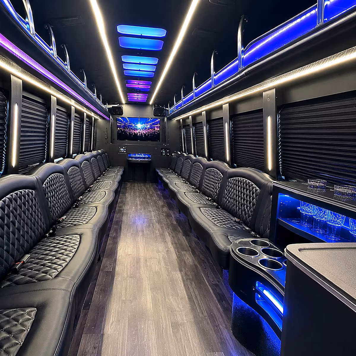 Philadelphia Wedding Transportation party bus interior