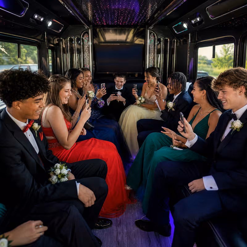 Black Mercedes Sprinter van staged for an Philadelphia Prom & Homecoming Transportation group