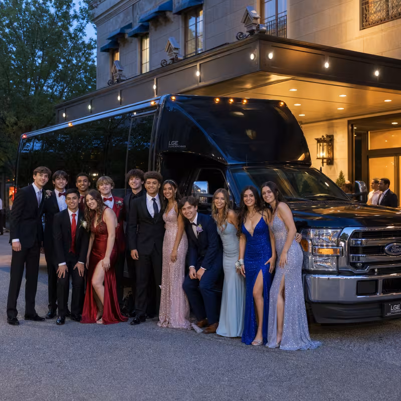 Party bus interior with wraparound leather seating and LED lighting in Philadelphia