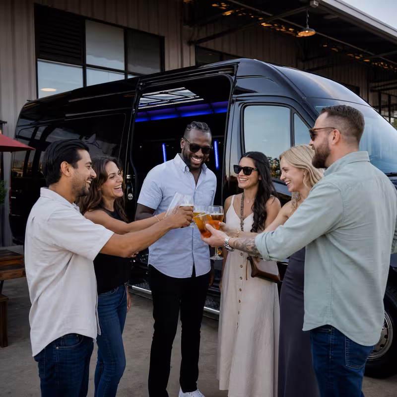 Passengers loading luggage while boarding an Philadelphia group shuttle